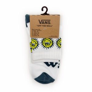 Vans Off the Wall Half Crew Socks Mens Sun Sunny Gift White Yellow Blue New NWT